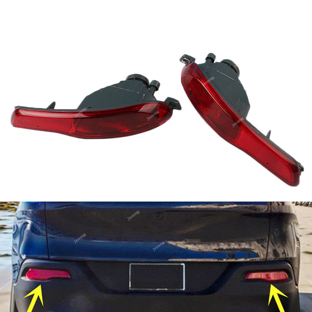 2Pcs Rear Bumper Reflector Fog Light Lamp Cover fit for Jeep Cherokee 2014-2018