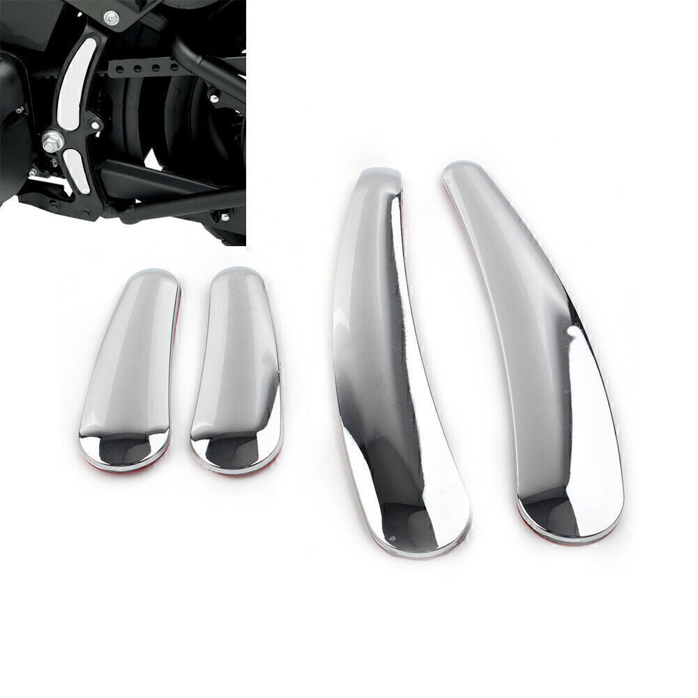 4x Chrome Curved Swingarm Frame Insert Set for Harley Softail Models 2008-up