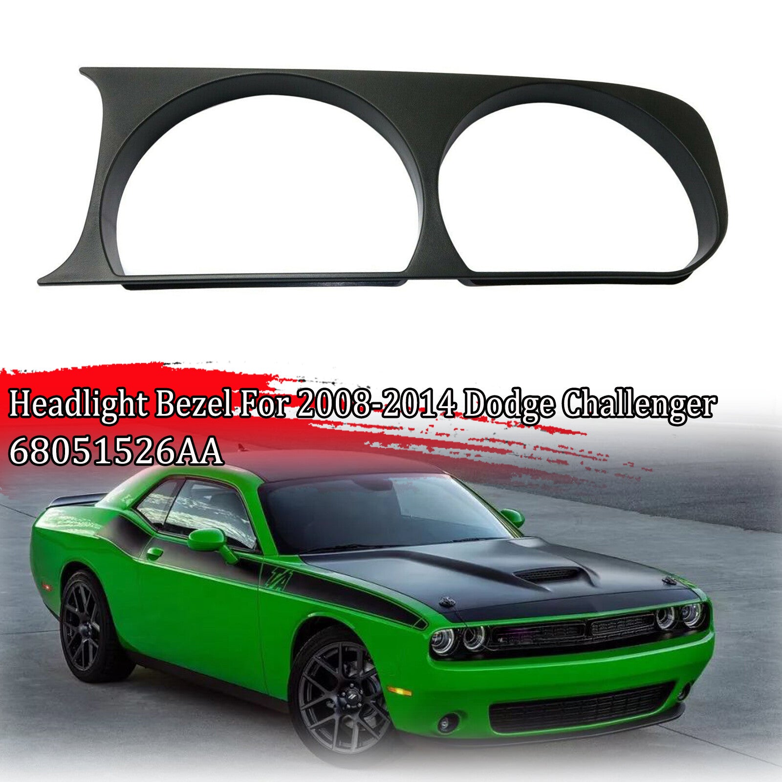 Headlight bezels on the passenger side for 2008-2014 for Dodge for Challenger , black, 68051526AA