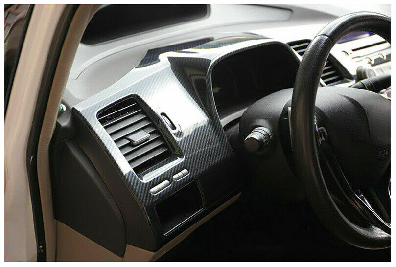 for Honda for Civic 8th 2006-2011 Carbon Fiber ABS Inner Dashboard Panel Cover Trim