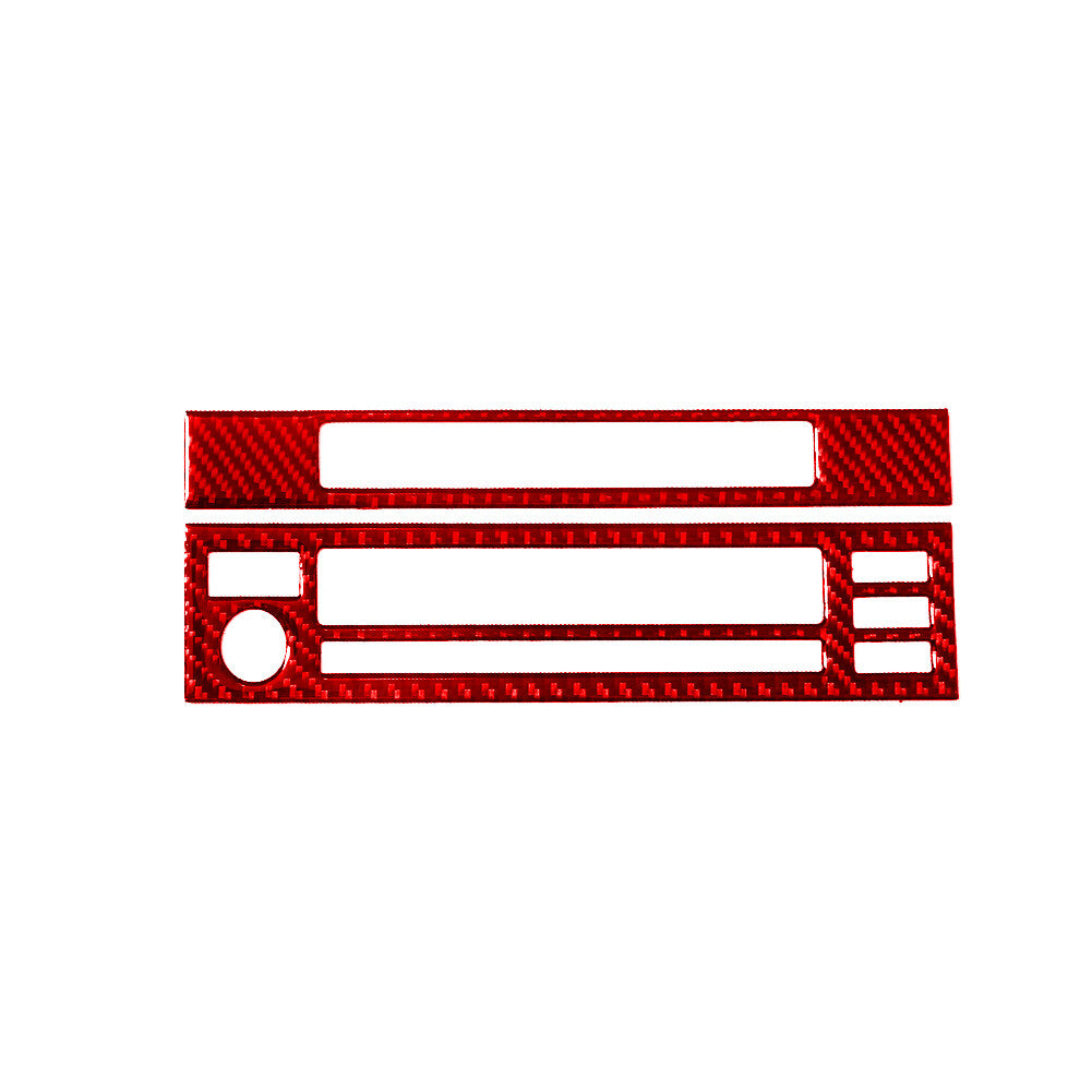 2X Red Carbon Fiber Radio CD Player Trim for BMW X5 2000-2006