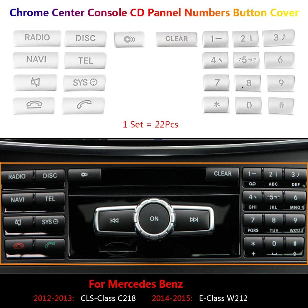 22Pcs for Mercedes-Benz CLS C218 E W212 Car Radio CD Numbers Switch Cover Trims