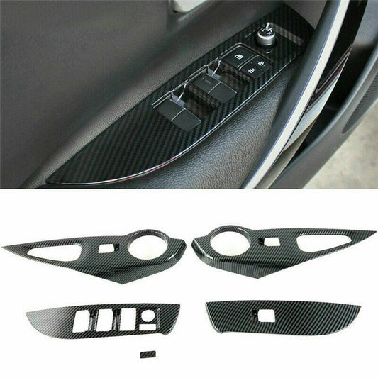 5P Carbon Fiber Window Lift Switch Panel Trim for Toyota for Corolla Cross 2020-2023