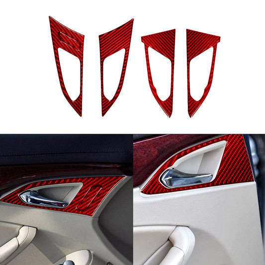 5Pcs Red Door Handle Trim Cover Carbon Fiber for CADILLAC CTS SPORT 2008-UP
