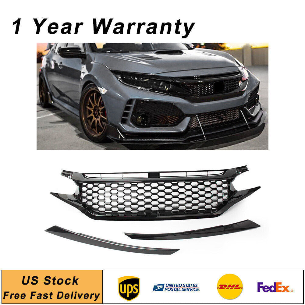 Front Upper Headlight Grill Eyebrow Guard Protection for Honda for Civic 2016-18