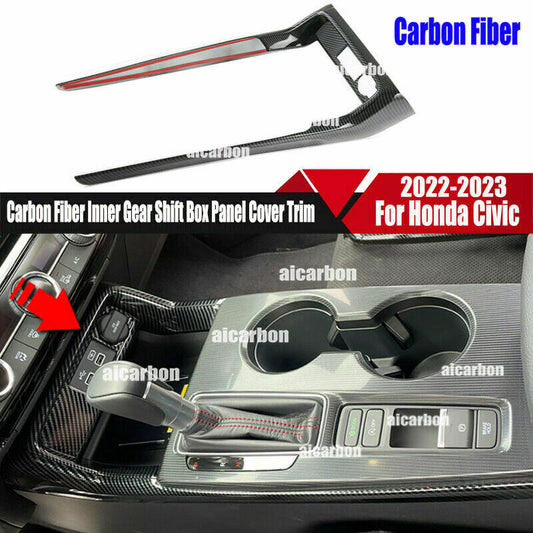 for Honda for Civic 2022-23 Carbon Fiber ABS Console Gear Shift Box Frame Cover Trim