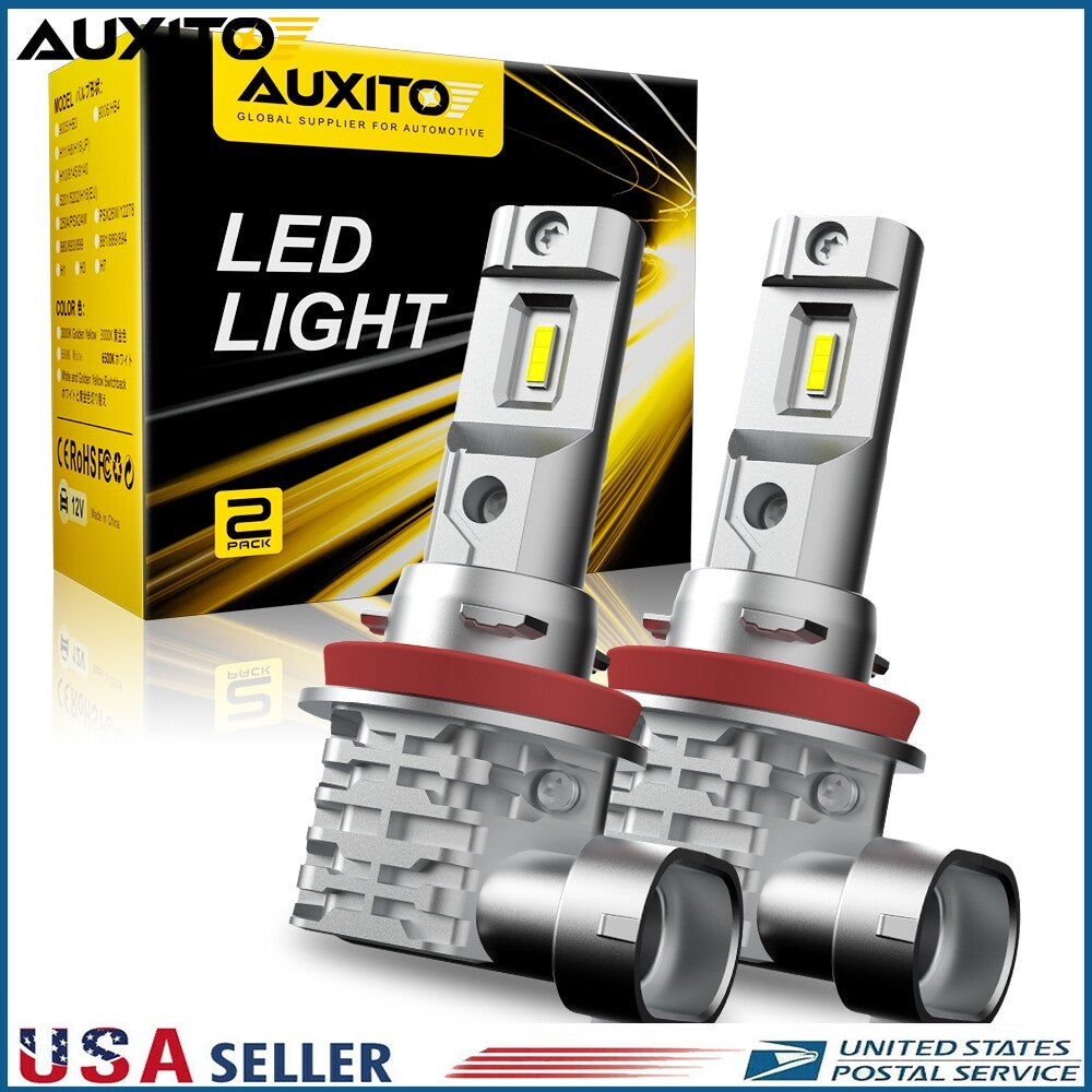 AUXITO LED H11 headlight low-profile kit bulb beam 6500K ZES white over 36000LM bright