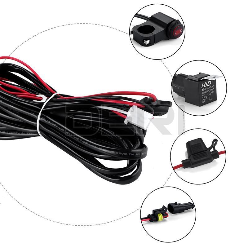 12V 1.6M Motorcycle Spot Fog Light Headlight Wiring Harness Cable On-Off Switch