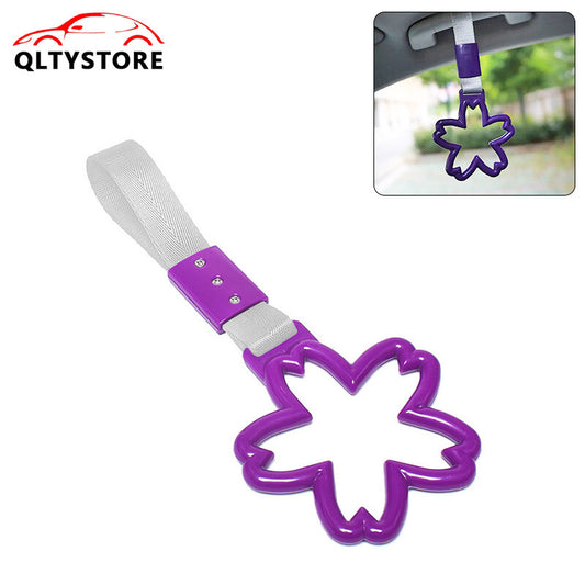Purple car warning handle with subway bus cherry blossom pods and JDM ring