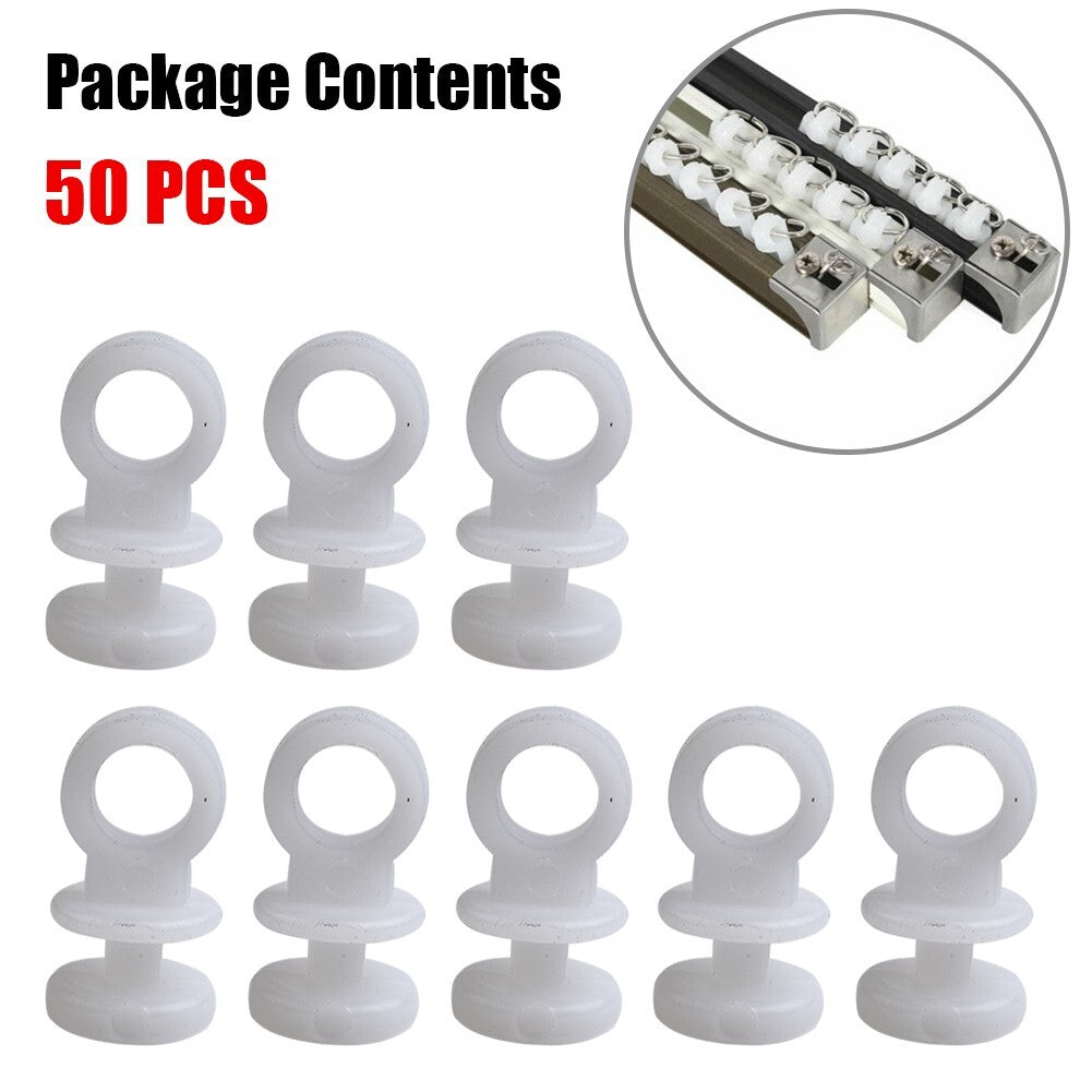 50-piece white curtain track hook treadmill suitable for campervans, RVs, and boats.