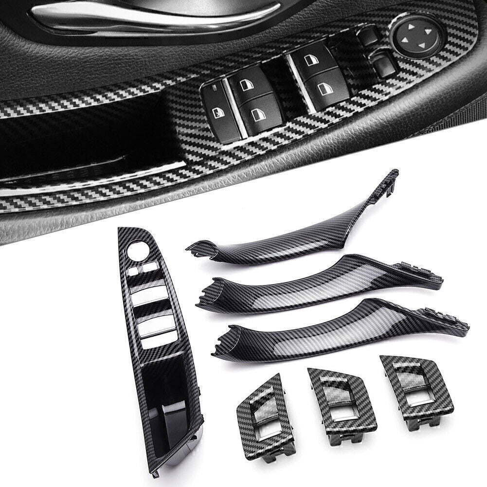 for BMW F10 F18 7X Inner Window Switch Panel Door Handle Trimbon Fiber