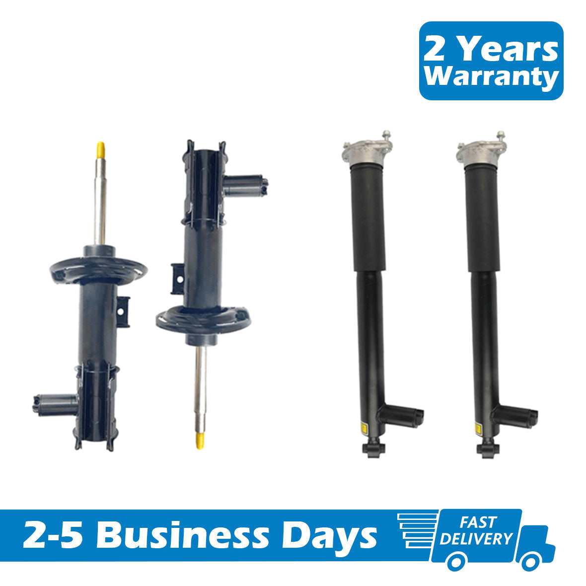 4-piece front and rear shock absorber pack. ADS front shock absorber for Mercedes W212, CLS63, C218, 4Matic.