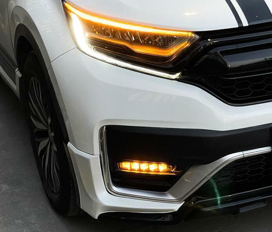 Car for Honda CRV 2020-22 Led DRL Driving Fog Light Lamp 2-Color Turn Signal