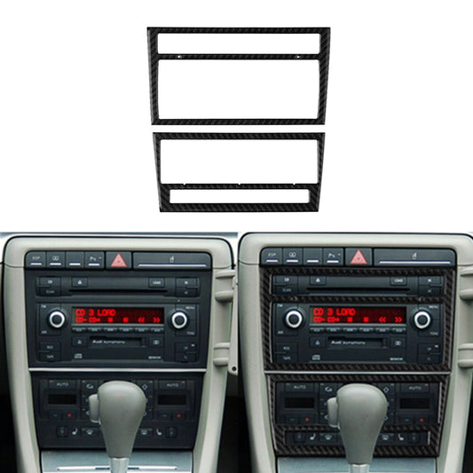 2Pcs Central CD Player Frame Panel Trim Carbon Fiber for Audi for A4 S4 2005-2006