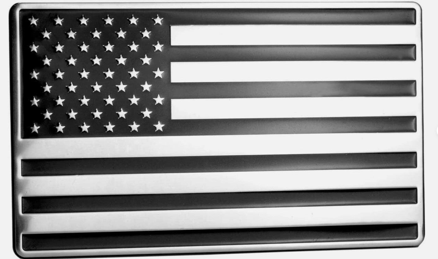 Car side fender rear trunk badge decal chrome black American flag  for ford