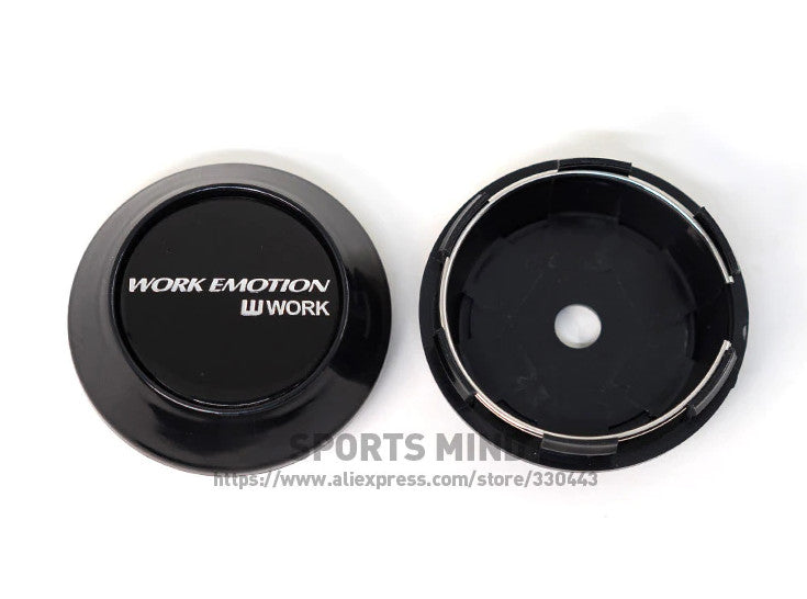 4-piece set of 69mm working emotion rim caps, hub center caps, hub logos, black