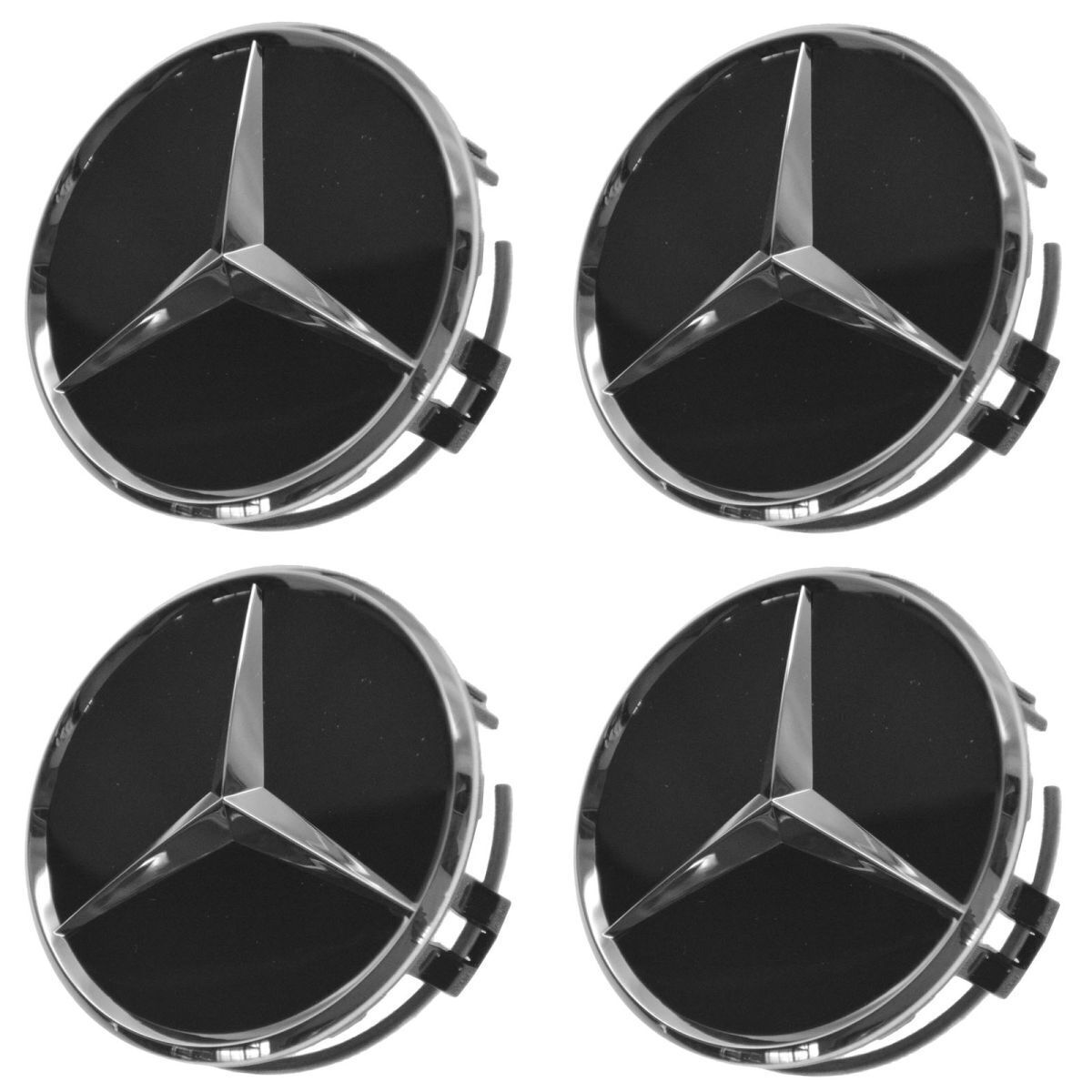 Equipment Manufacturer High-Gloss Chrome and Black Wheel Center Cap 4-Piece Set for New for Mercedes-Benz