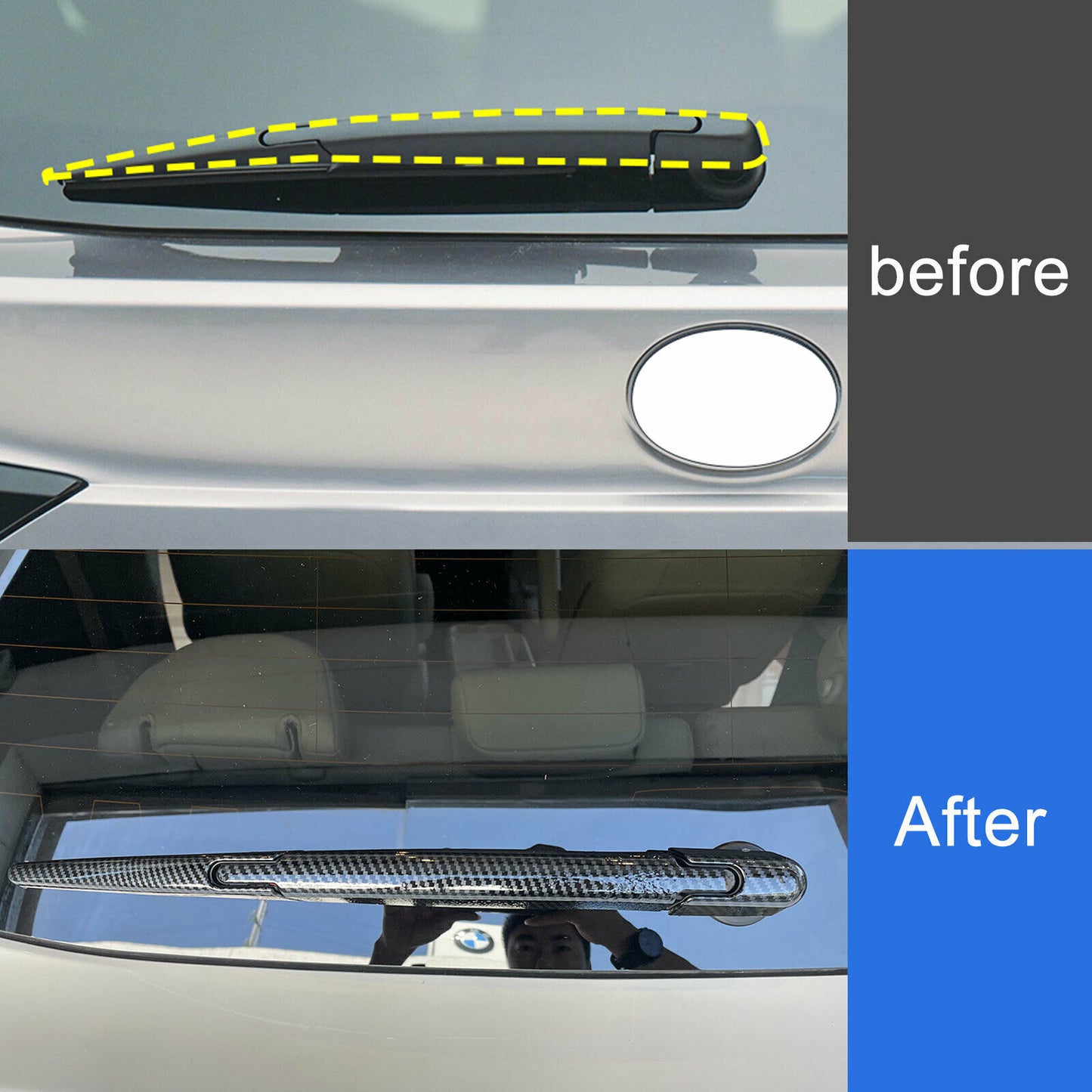 Carbon Fiber Style Rear Window Rain Wiper Cover Trim For 2021-2023 for Toyota for Sienna