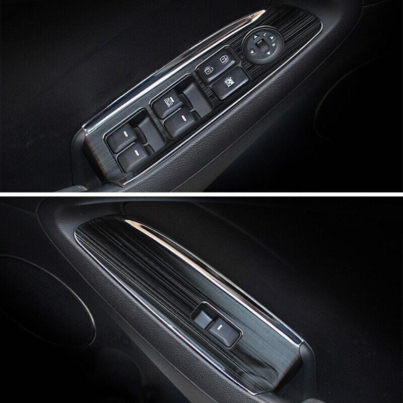 Glass Window Lifting Lock Panel Trim Fit for Kia K3 Forte 2014-18 Black Titanium