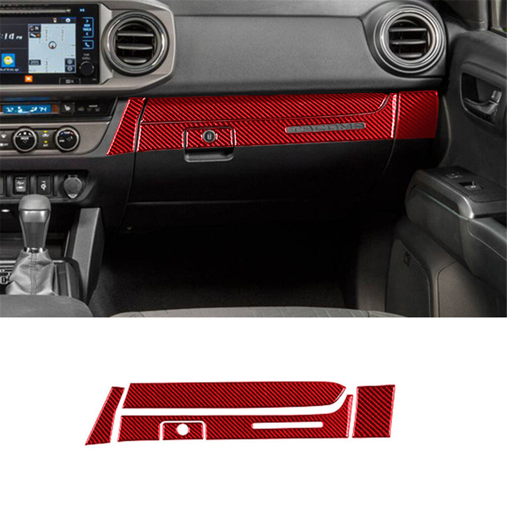 5x Red Carbon Fiber Glove Box Decoration Cover Trim for Toyota Tacoma 2016-2021