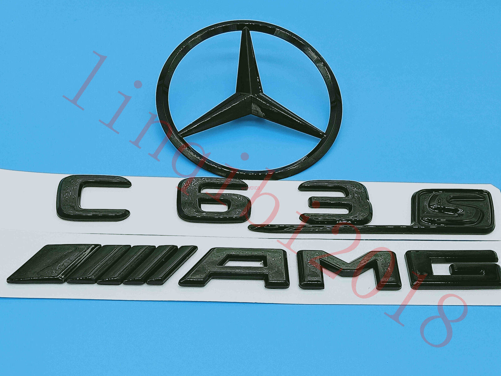 Gloss Black C63S AMG Trunk Logo Sticker Decal Emblem Badge Package for C63S
