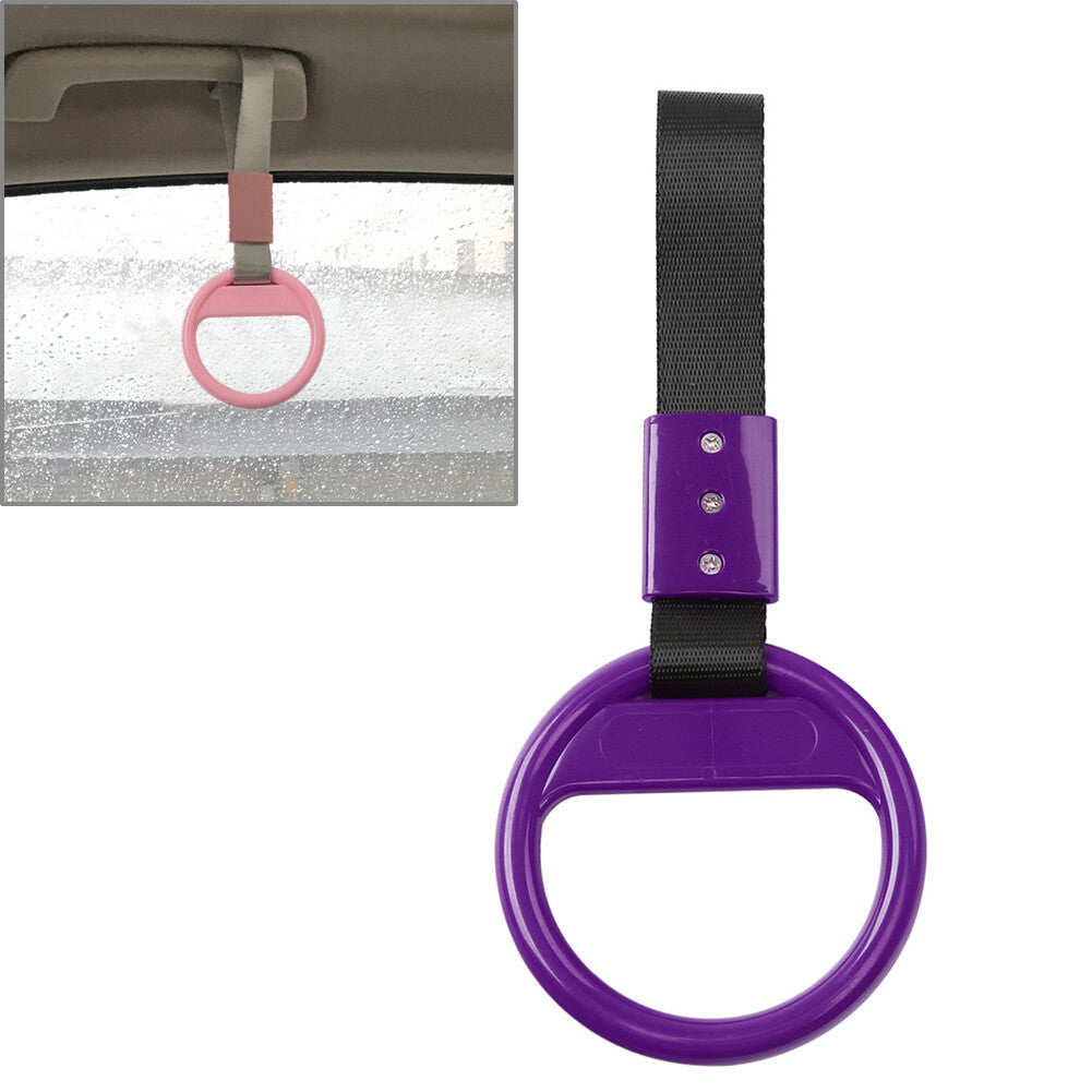 1Pcs Black Belt Purple Round Ring Train Bus Handle Hand Strap Drift Charm Tools