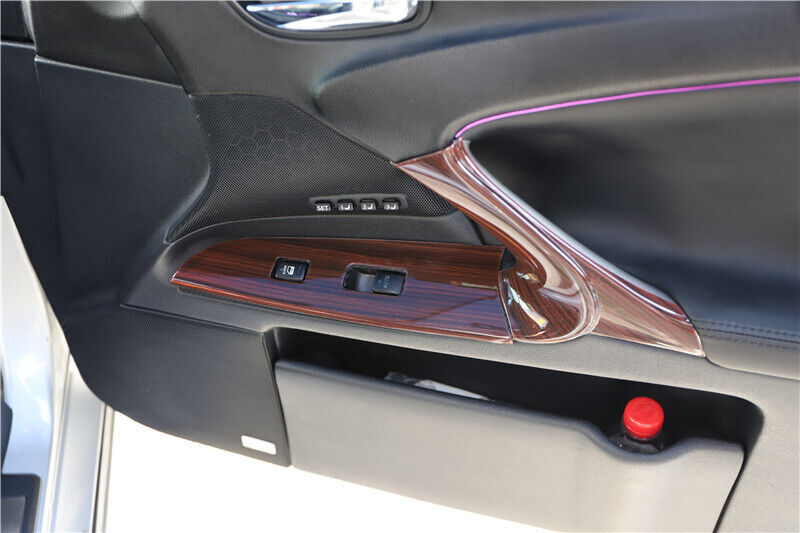 Inner Glass Window Lifting Lock Panel Trim 4PCS Fit for Lexus IS 06-11 Red Wood