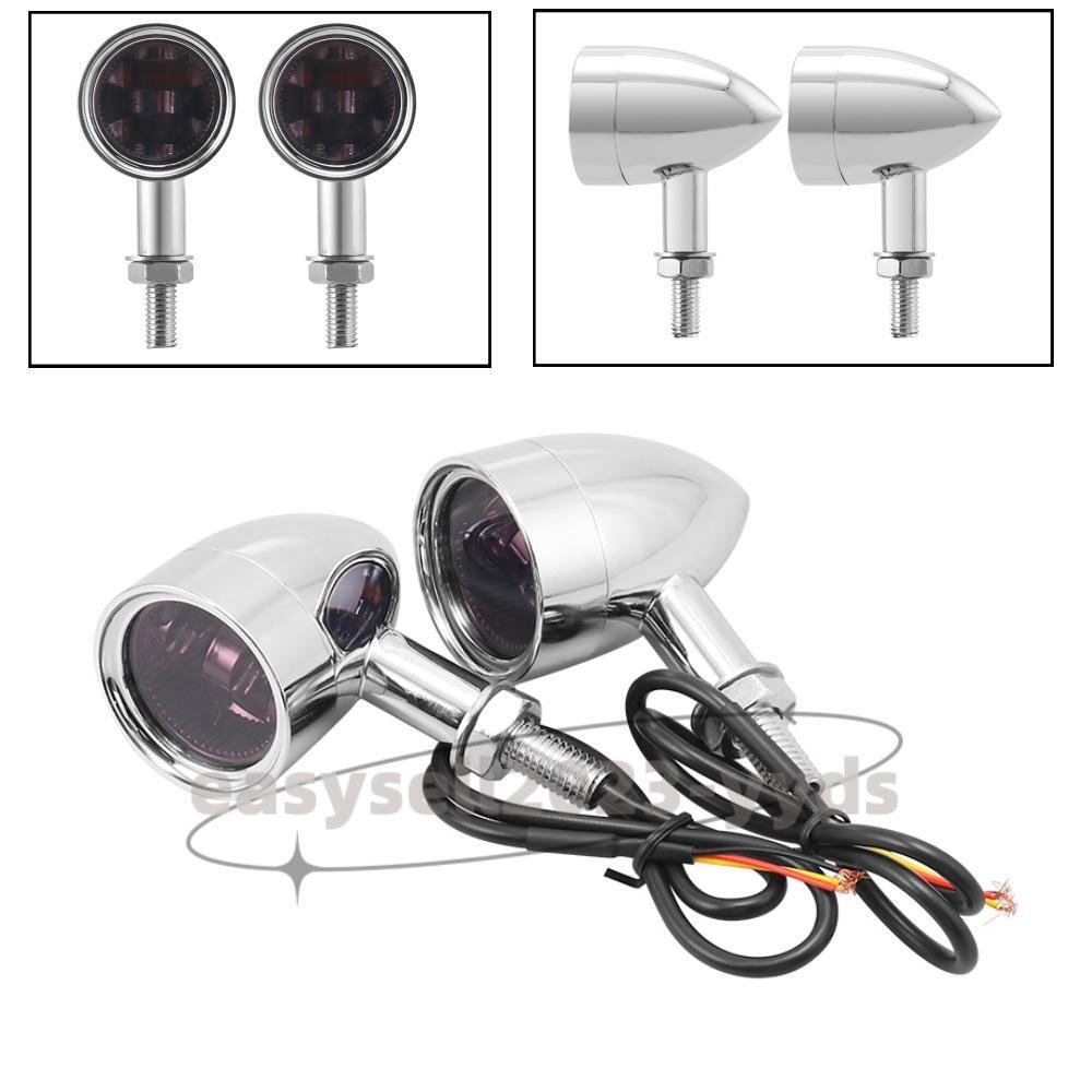 2x Chrome Motorcycle 10mm Screw LED Turn Signal Light 45mm Fork Clamp for Honda