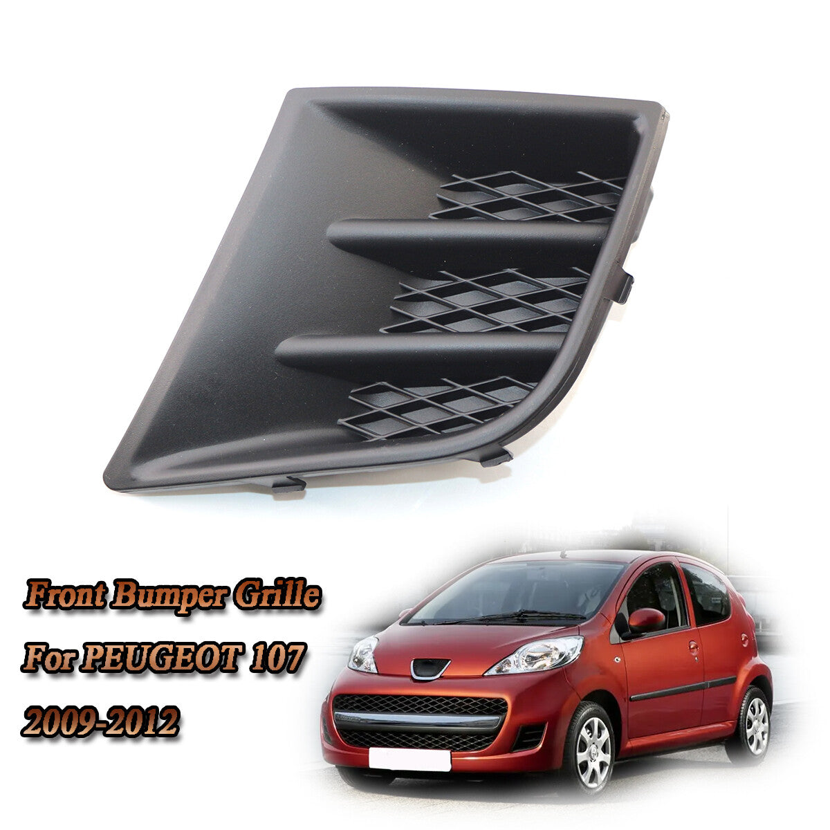 Car Front Left Bumper Fog Grille Fog Light Cover No Light Hole for Peugeot 107