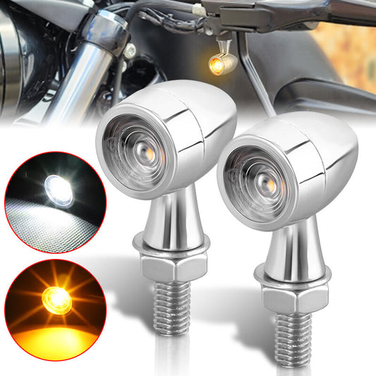 Motorcycle Bullet LED Turn Signal Indicator Amber White Running Blinker Light