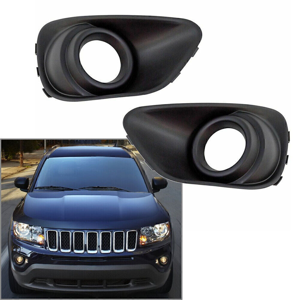 for Jeep Compass 2011-2017 Pair Front Bumpe Fog Light Lamp Bezels Cover