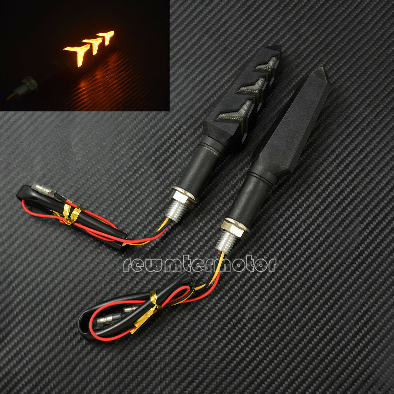2pcs Motorcycle LED Turn Signal Light Sequential Flowing Indicator Amber Color