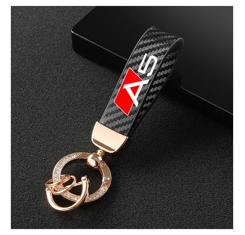 Car keychain/key ring, black and gold horseshoe buckle accessory for Audi for A5