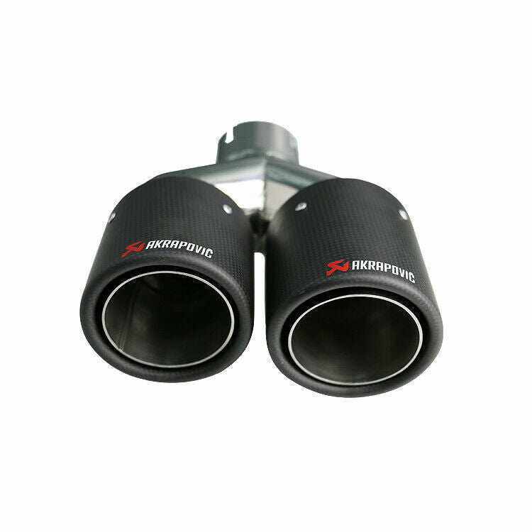 Universal Carbon Fiber Exhaust Tips Dual Pipe ID:2.5 63mm OD:3.5 89mm Y-Style