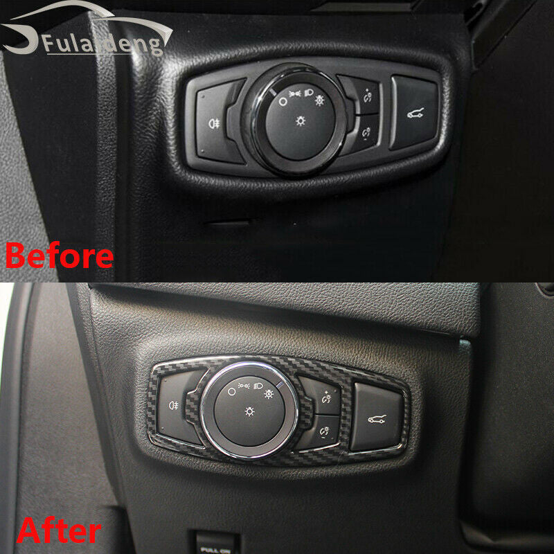 for Lincoln MKZ 2017-2020 Carbon Fiber Inner Headlight Switch Frame Cover Trim