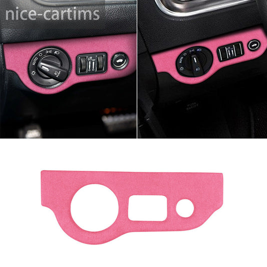 for Dodge for Challenger 2015+ Charger 2010+ Headlight Switch Panel Cover Suede Pink