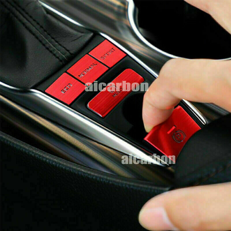5P for Toyota for Camry 2018-2023 Red Aluminum Console Gear Shift Button Cover Trims