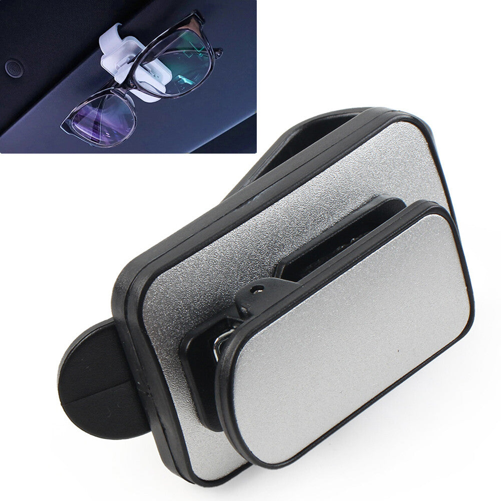Fit Reading Glasses Sunglasses Eyeglass Cards Sun Visor Clip Holder Black+Silver