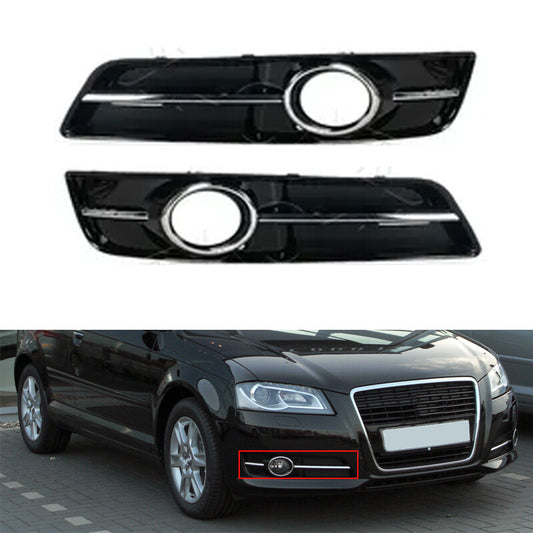 Pair Car Front Lower Bumper Fog Lamp Frame Grille Cover for Audi A3 2010-2013