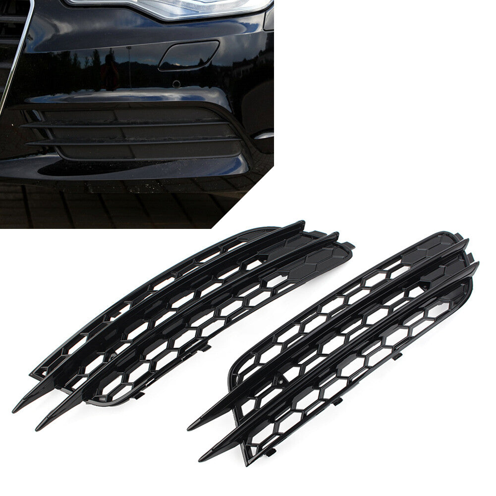 for Audi A6 C7 Sedan 2012-2015 2x Front Bumper Honeycomb Fog Light Grille Cover