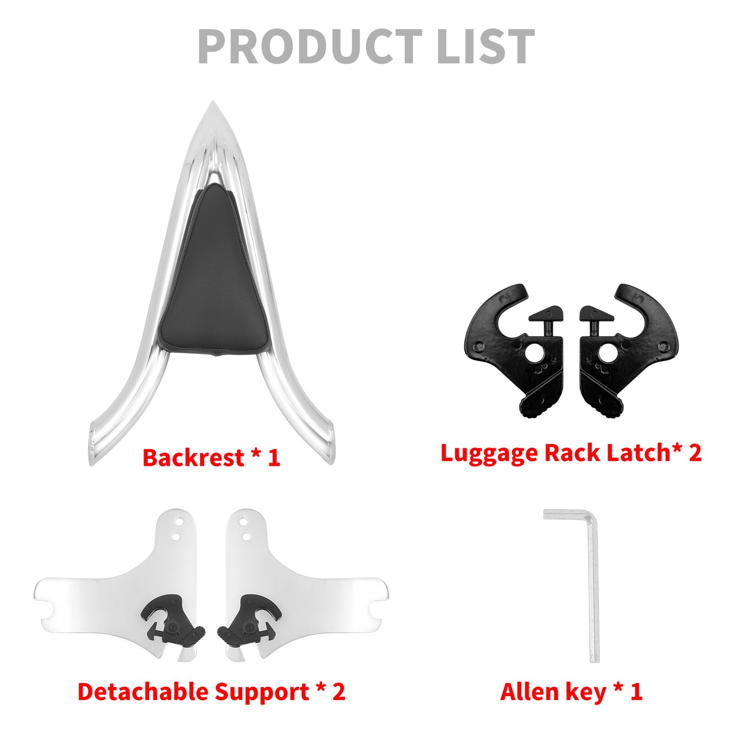 Chrome Detachable Backrest Sissy Bar for Harley Touring Electra Road Glide 97-08