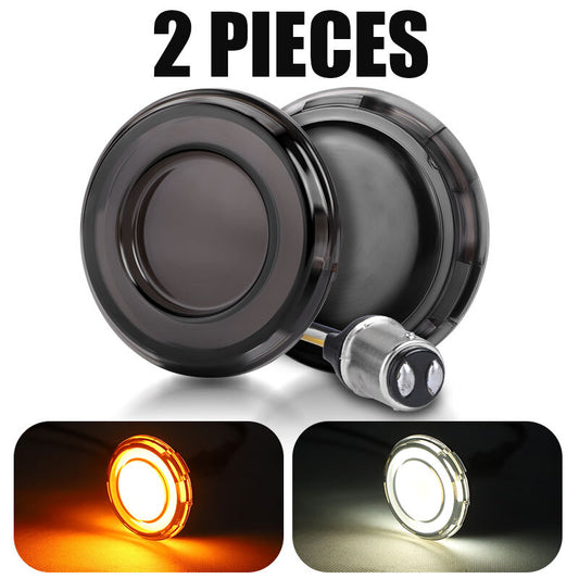 2x 1157 LED Smoke Lens Turn Signal Light Amber White For Touring Softail Dyna XL