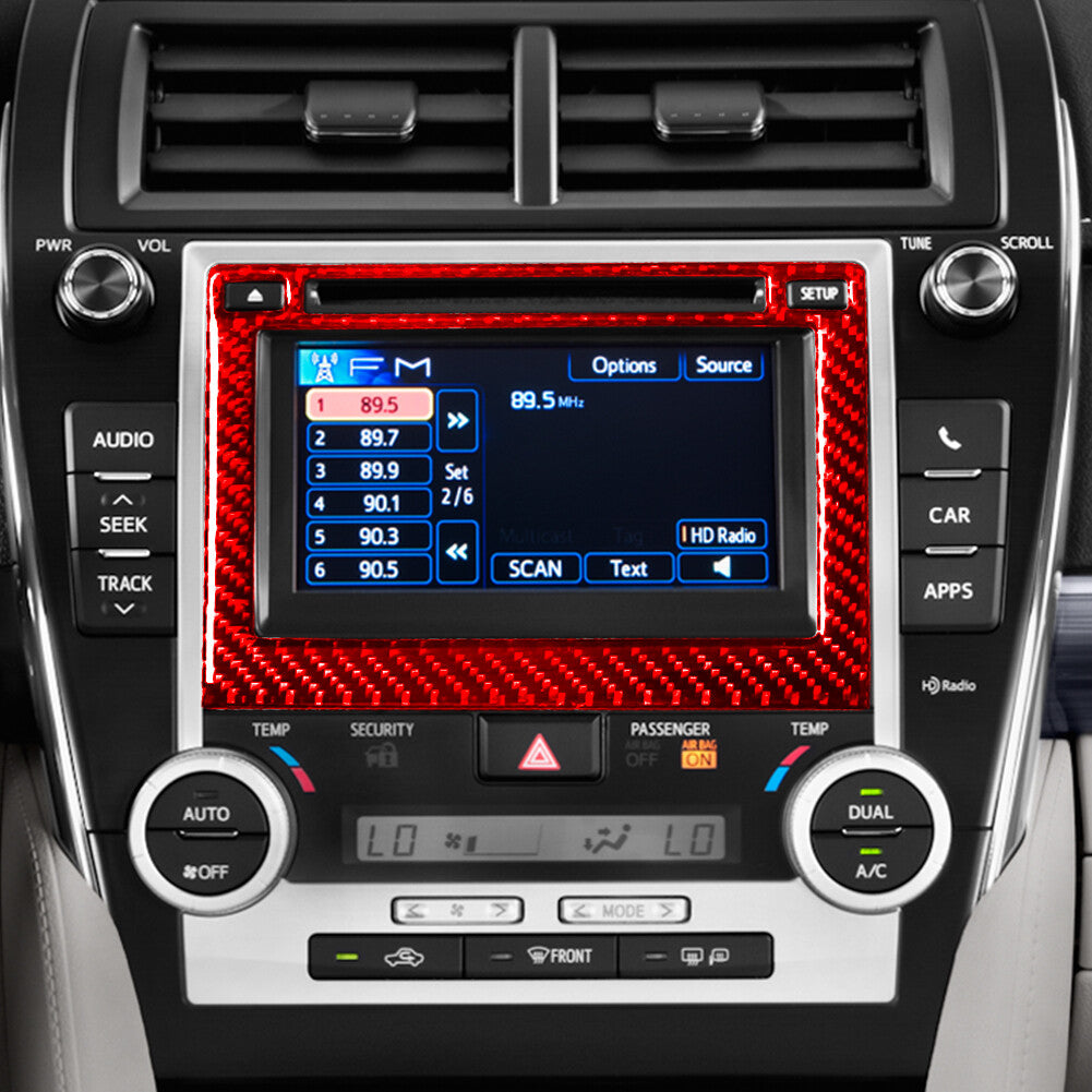 Red Carbon Fiber Console GPS Navigation Panel Trim Cover for Toyota for Camry Type A