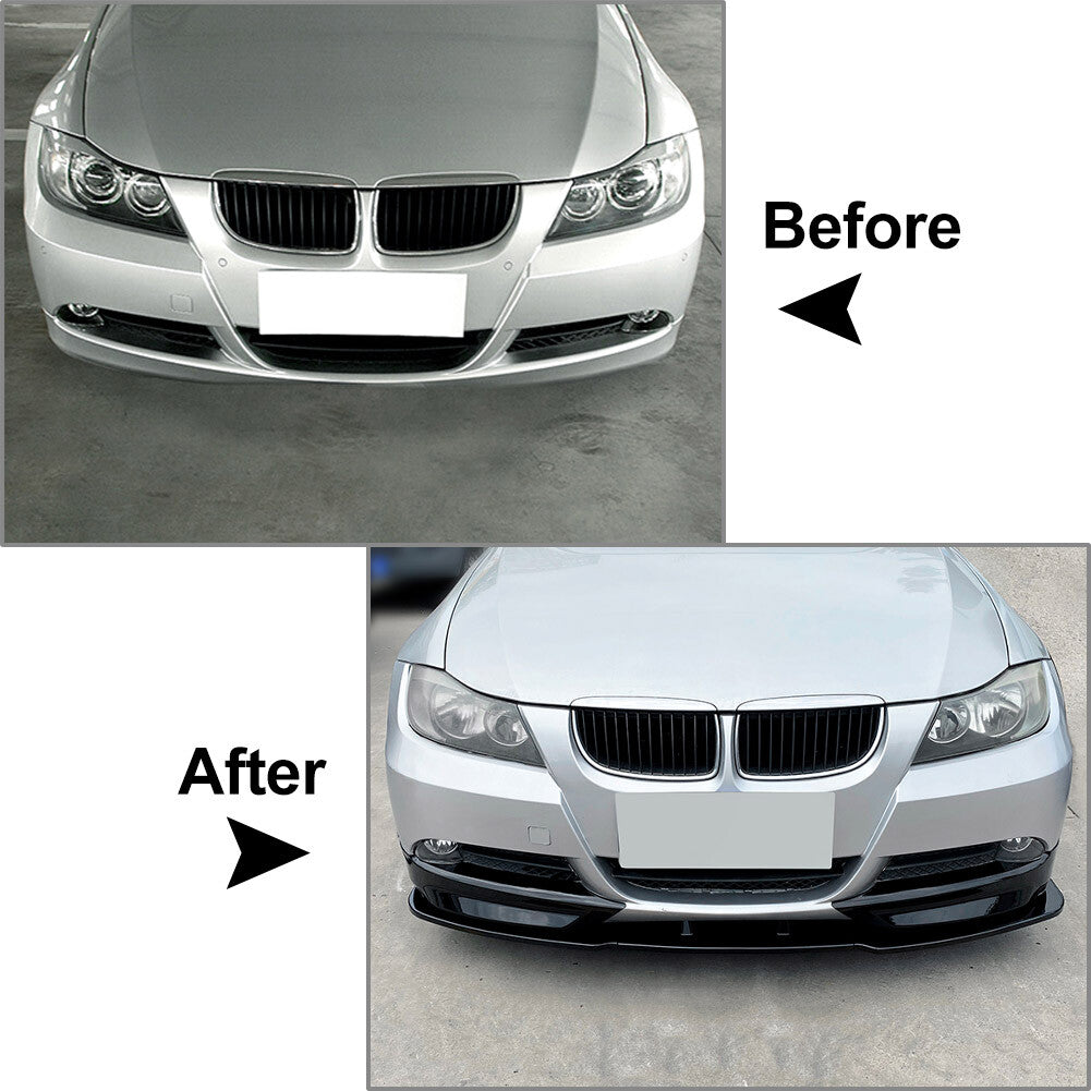 Front Bumper Spoiler Lip+Side Splitter Cover Trim for BMW 3 Series E90 E91 320i