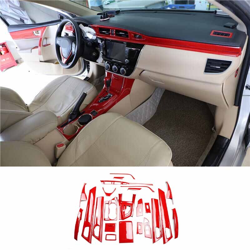 Car Interior Decoration for Toyota for Corolla 2014-2018 Red Cover Trim Carbon Fiber