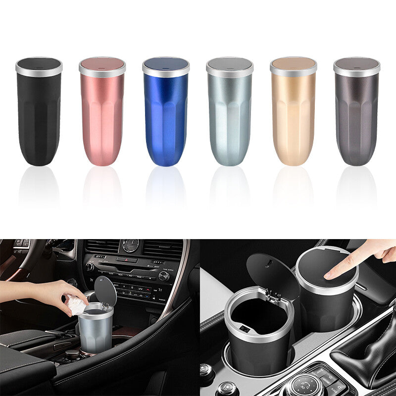 2Pcs Car Trash Can w/ Lid Car Trash Can Cup Holder Press Open Vehicle Trash Bin