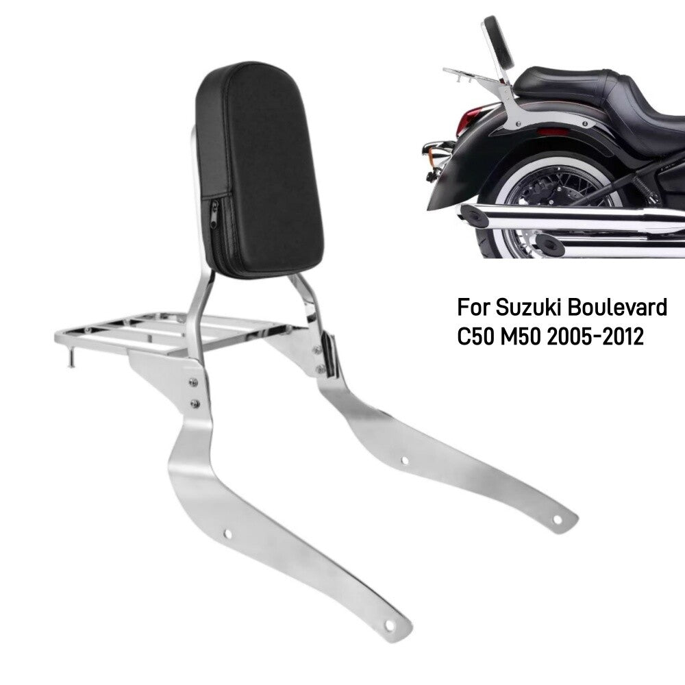 Chrome Backrest Sissy Bar Luggage Rack for Suzuki Boulevard C50 M50 2005-2012