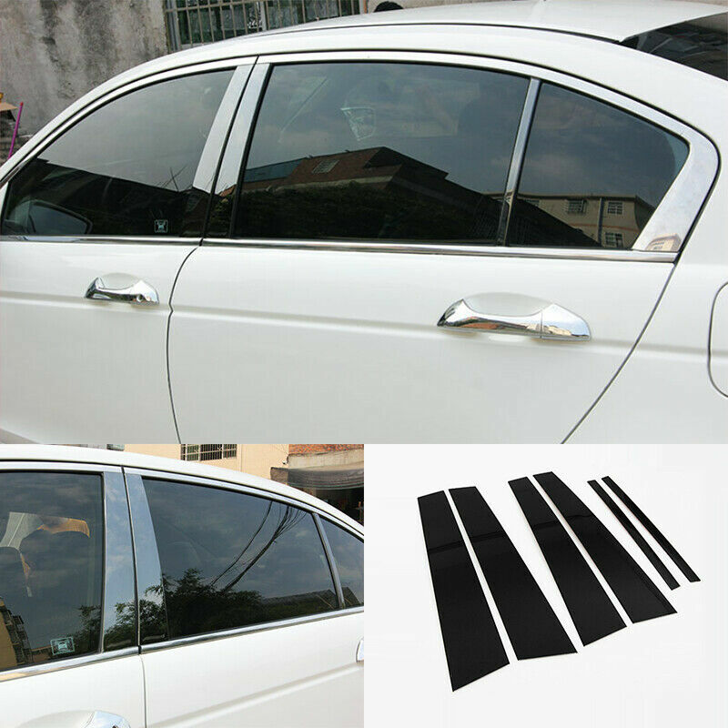 6Pcs for Honda Accord 2008-2013 Black Window BC Pillar Post Molding Trim Covers