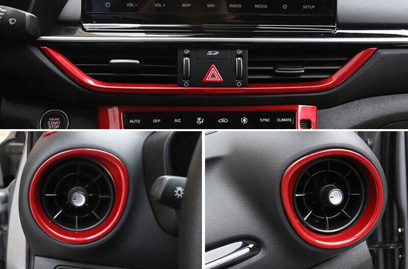 for Kia Forte K3 2019-2023 Gloss Red Center Console LR Air Outlet Vent Trim 3PC
