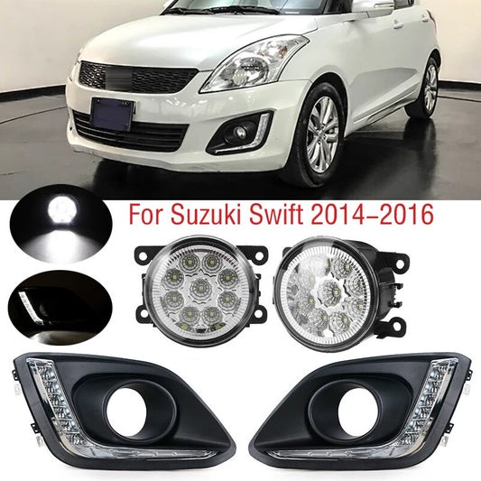 for Suzuki for Swift 2014-16 LED White Front Bumper DRL Daytime Driving Running Lamp